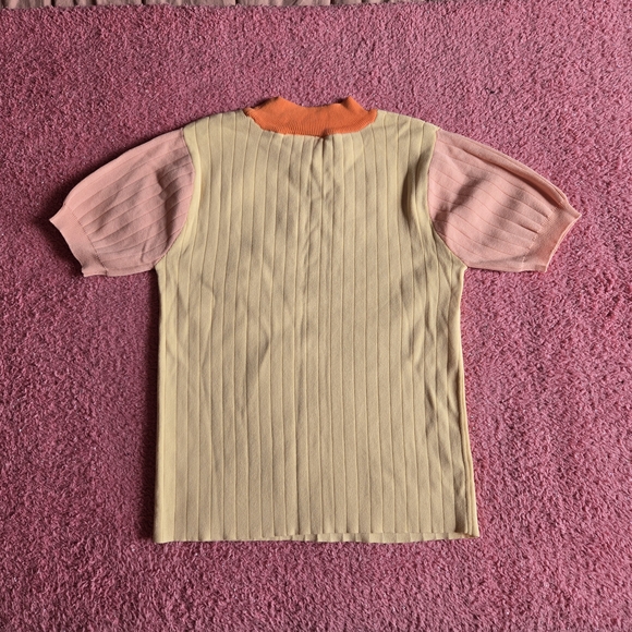 Colourblock Short Sleeve Ribbed Top - Picture 2 of 3